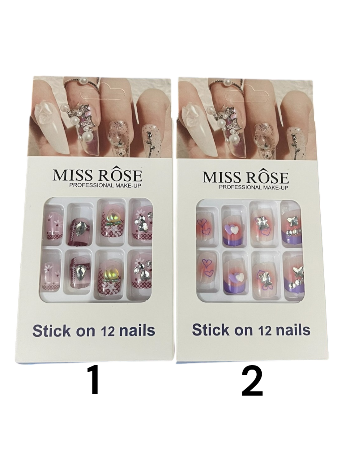 Miss Rose Artificial Stick on Nails 12 Pcs