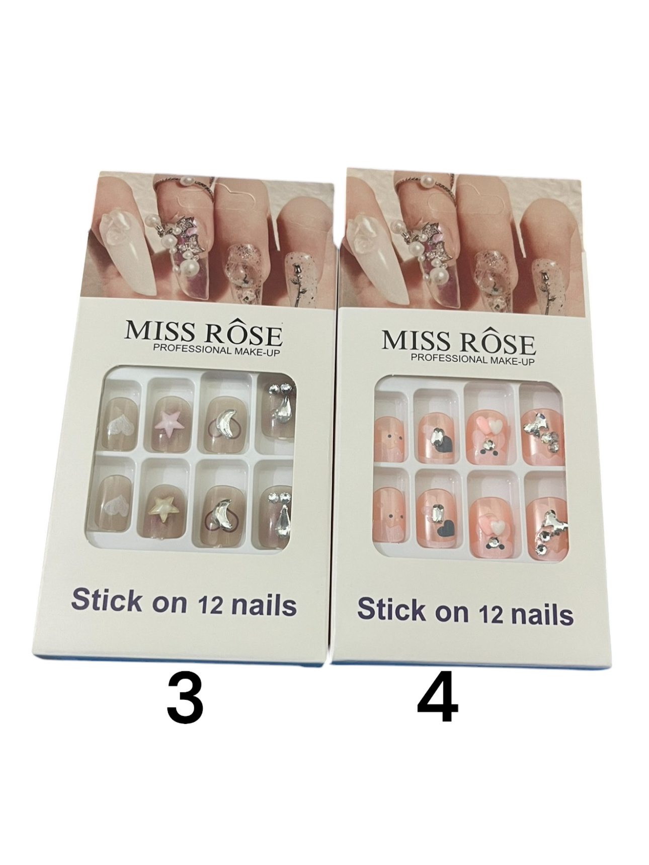 Miss Rose Artificial Stick on Nails 12 Pcs