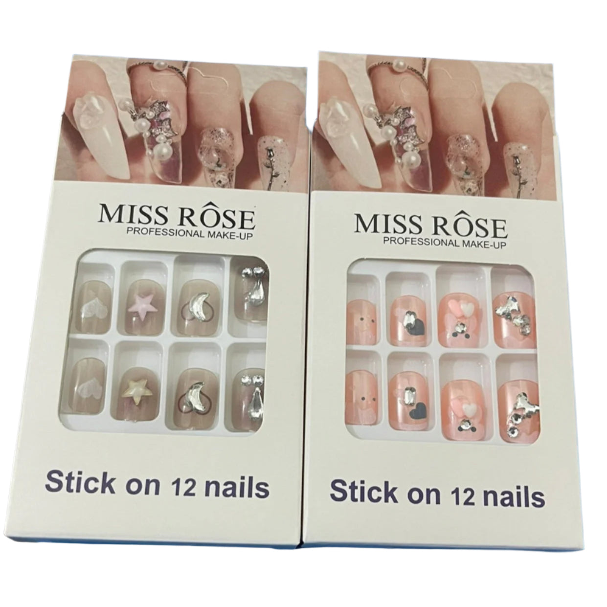 Miss Rose Artificial Stick on Nails 12 Pcs