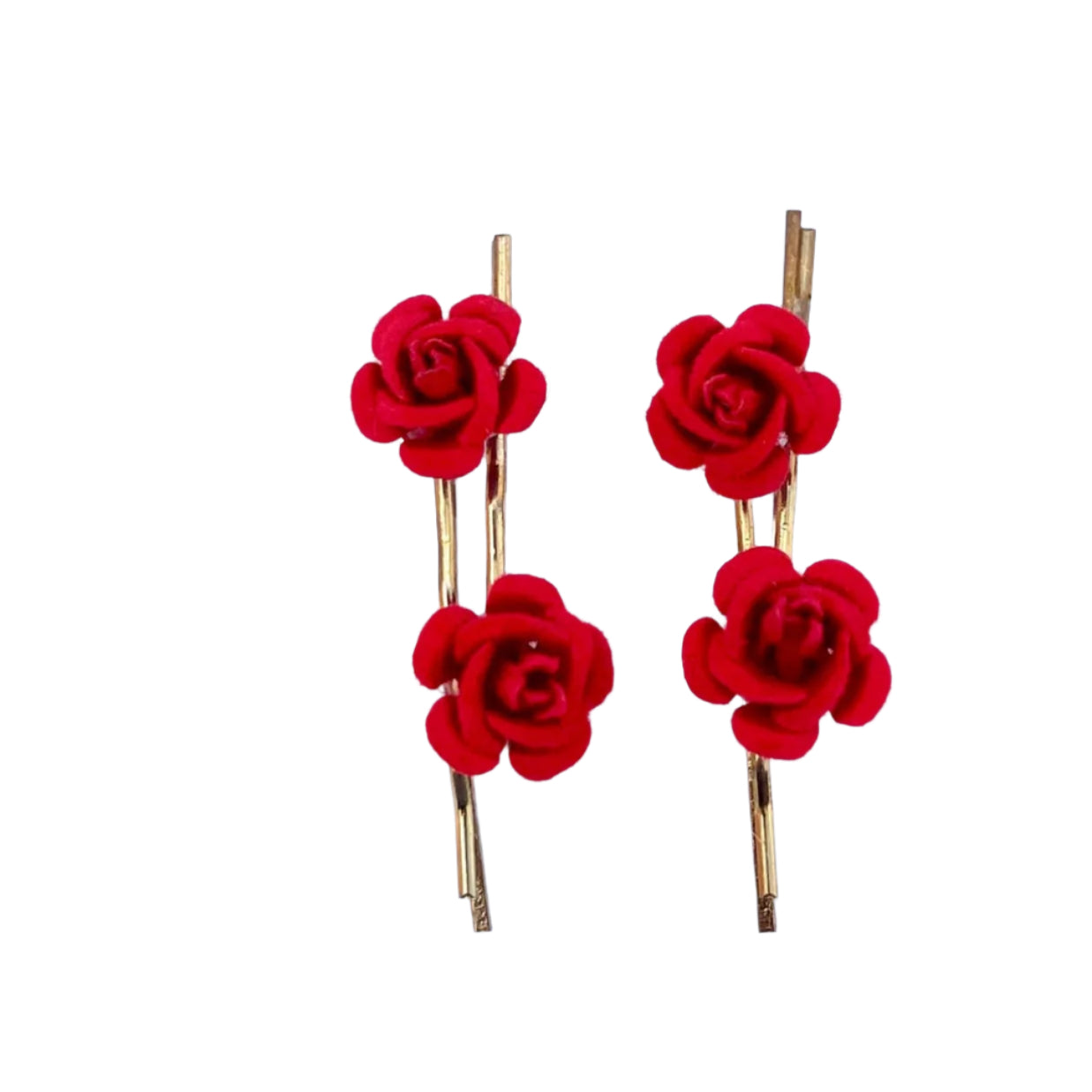 Red Rose Velvet Hair Pins 4 Pcs