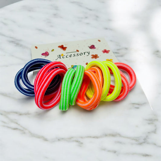 Multicolor Rubber Band Elastic Pony 12pc