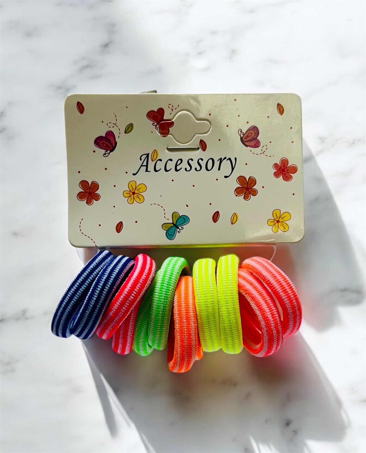 Multicolor Rubber Band Elastic Pony 12pc