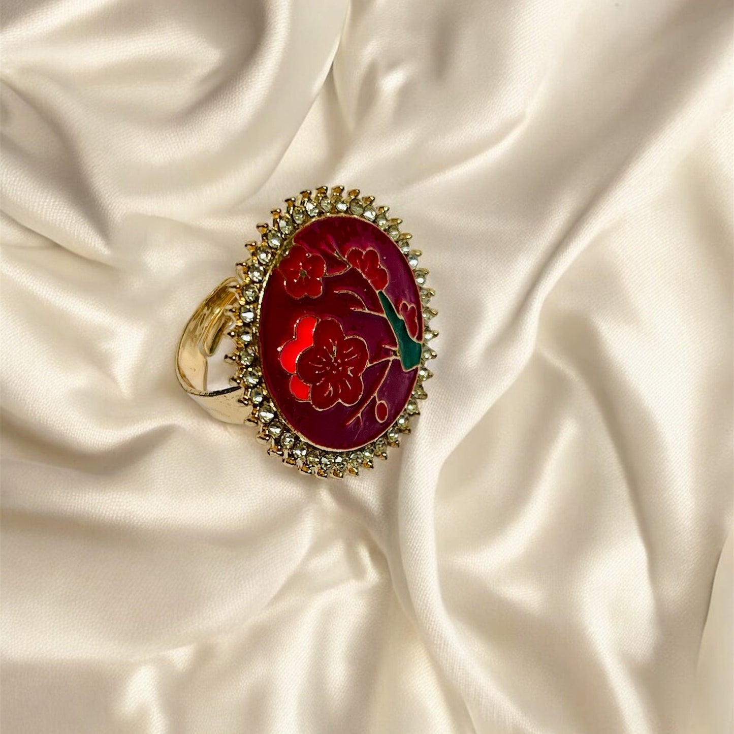 Stylish Rose Glow Maroon Ring