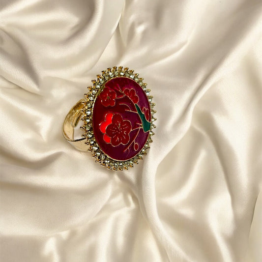 Stylish Rose Glow Maroon Ring