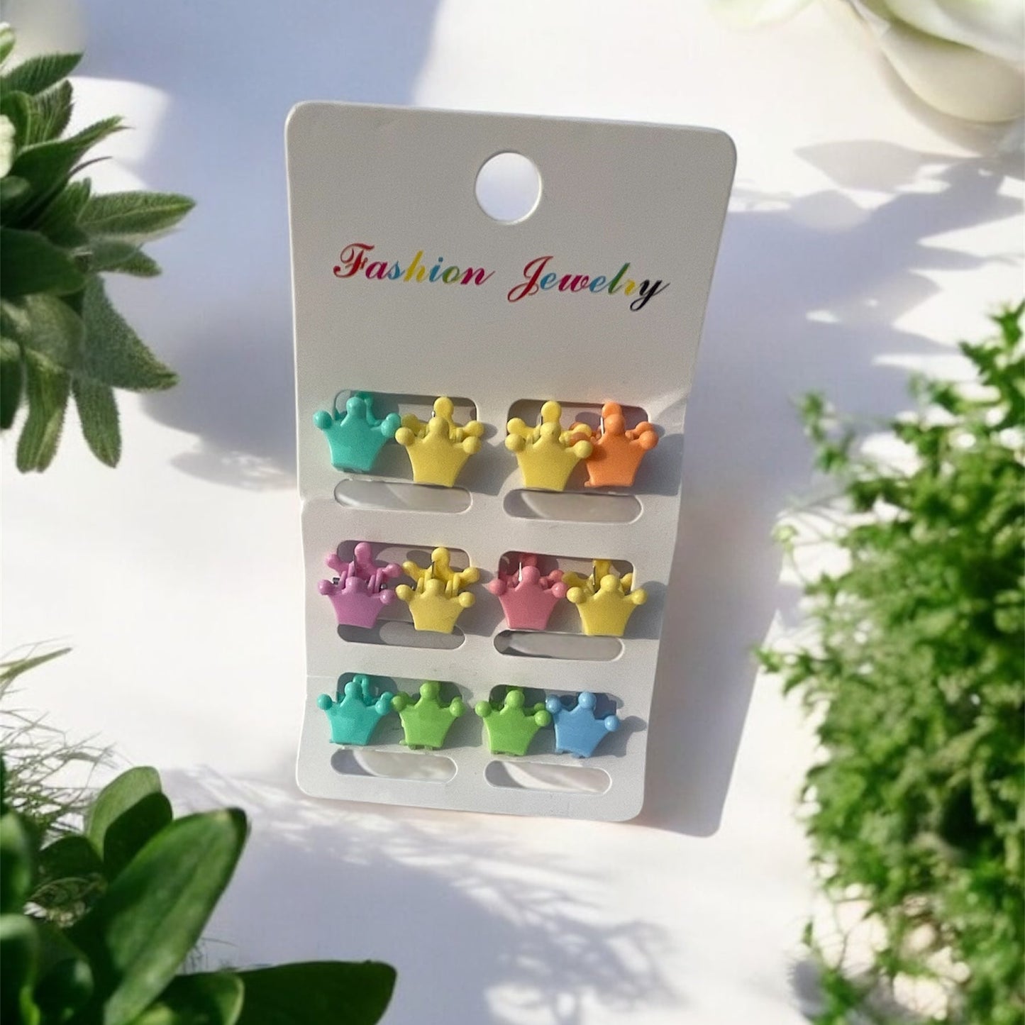 Candy Color Crown Mini Hair Clips